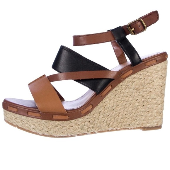 Victor Alfaro Shoes - Victor Alfaro Women Brown Leather Wedge Heel Sandals Size 7.5 Note Flaw